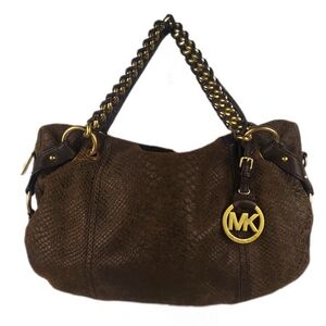 Michael Kors Exotic Textured Leather/Suede Hobo w/Chain Accent